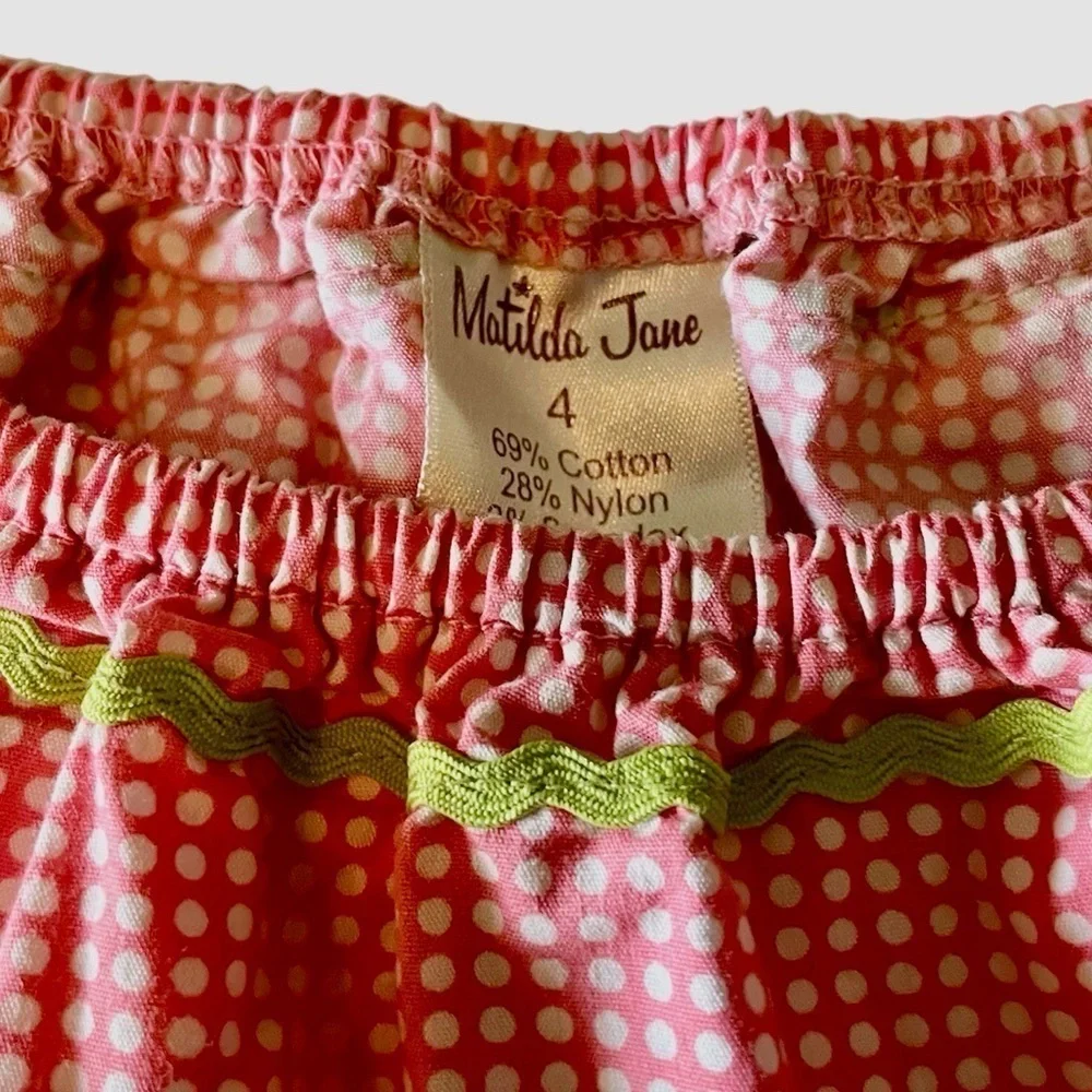 Matilda Jane Peasant Top Pink & White Dots Sugarland Lotti Top Girls Size 4